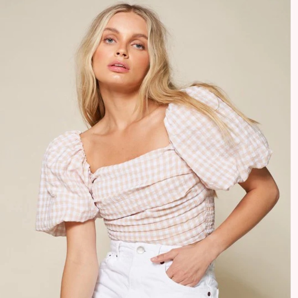 BB Dakota Pink & White Gingham Crop Top - Picture 6 of 8